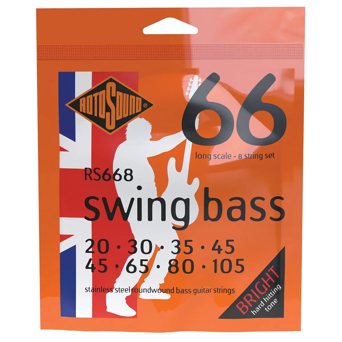 Rotosound RS668 Swing Bass 66 8-String Long Scale Hybrid 20 - 105 Stainless