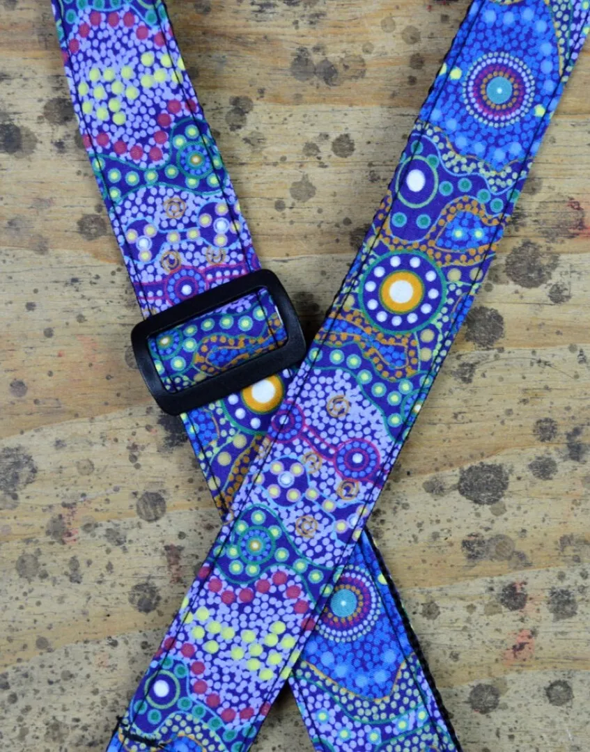 Colonial Leather Aboriginal Art Rag Strap Purple Wild Onion