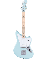 Squier Affinity FSR Jaguar MN White Pickguard Matching Headstock Daphne Blue