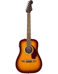Fender California Deluxe Series Redondo Junior Solid Top Mini Acoustic Guitar w/ Pickup WN Honey Sunburst