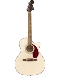 Fender California Deluxe Series Newporter Solid Top Auditorium Acoustic Guitar w/ Pickup WN White Blonde