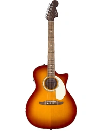 Fender California Deluxe Series Newporter Solid Top Auditorium Acoustic Guitar w/ Pickup WN Sienna Sunburst