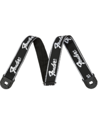 Fender Strap - Quickgrip Locking End White Running Logo on Black