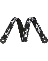 Fender Quickgrip Locking End Strap White Running Logo on Black