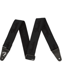 Fender WeighLess 2" Running Logo Strap Black/Black