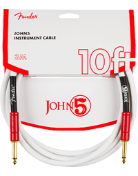 Fender John 5 Instrument Cable White and Red 10'