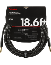 Fender Deluxe Instrument Cable, Straight/Straight, 18.6', Black Tweed