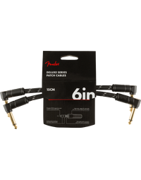 Fender Deluxe Patch Cables Angle/Angle 6" Black Tweed (Pack of 2)