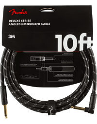 Fender Deluxe Instrument Cable, Straight/Angle, 10', Black Tweed
