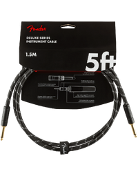 Fender Deluxe Instrument Cable, Straight/Straight, 5', Black Tweed