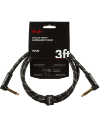 Fender Deluxe Instrument Cable Angle / Angle 3' Black Tweed