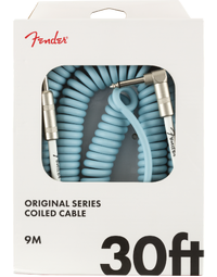 Fender Original Coil Cable, Straight-Angle, 30', Daphne Blue