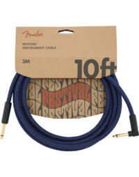 Fender Festival Instrument Cable, Straight-Angle, 10', Blue Dream
