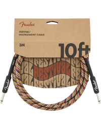 Fender Festival Hemp Instrument Cable Straight-Straight 10' Rainbow