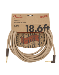 Fender Festival Hemp Instrument Cable, Straight-Angle, 18.6', Natural