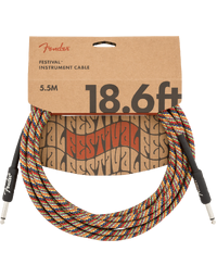 Fender Festival Hemp Instrument Cable, Straight-Straight, 18.6', Rainbow
