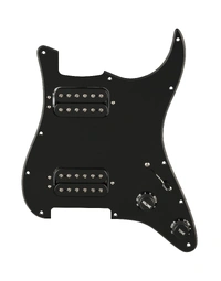Fender American Pre-Wired Strat Pickguard Quadra Tap HH Black 11 Hole PG