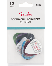 Fender Dotted Celluloid Picks 351 Shape Thin 12-Pack