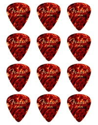 Fender American Classic Celluloid 351 Shape Tortoiseshell Thin .46 Picks (Pack of 12)