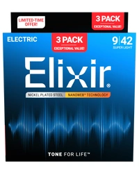 Elixir Electric Nanoweb Super Light 3 Pack 9-42 - 16566