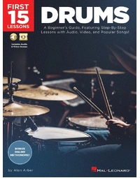 FIRST 15 LESSONS DRUMS BK/OLM