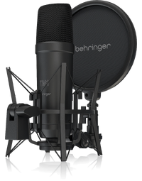 Behringer TM1 Dark Edition Large Diaphragm Cardioid Condenser Vocal Microphone Bundle