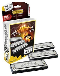 Hohner Enthusiast Series Hot Metal 3-Pce Harmonica Value Pack Keys of C, G, A