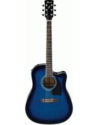 Ibanez PF15ECE TBS Acoustic Guitar - Transparent Blue Sunburst