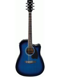 Ibanez PF15ECE TBS Acoustic Guitar - Transparent Blue Sunburst