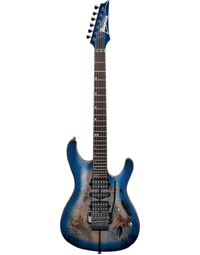 Ibanez Premium S1070PBZ CLB Poplar Burl Top Electric Guitar Cerulean Blue Burst