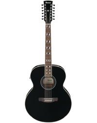Ibanez AJ7012M1E BK Artwood 12-String Solid Top Jumbo Acoustic Guitar w/ Pickup Black High Gloss