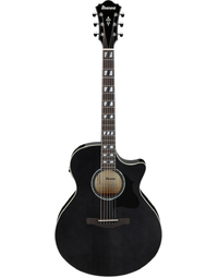 Ibanez AE170 TBK Solid Top Orchestra Acoustic Guitar w/ Pickup Transparent Black High Gloss