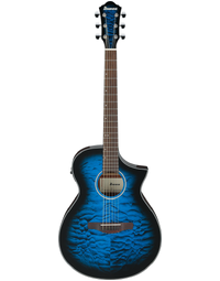 Ibanez AEWC16QA TLH Auditorium Acoustic Guitar w/ Pickup Transparent Blue Sunburst / Natural High Gloss