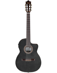 Ibanez GA360TCE TBK Solid Top Thinline Classical Nylon String Acoustic Guitar w/ Pickup Transparent Black High Gloss