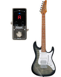 Ibanez AZ22S1F TKS Flame Maple Top Electric Guitar Transparent Black Sunburst & Ibanez BIGMINI Tuner