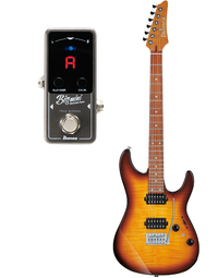 Ibanez AZ24S1F VLS Flame Top Electric Guitar Violin Sunburst & Ibanez BIGMINI Tuner