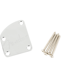 Fender 4-Bolt Deluxe Series Contoured Neck Plate w/ Logo Chrome