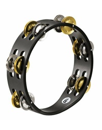 Meinl CTA2M-BK Compact Wood Tambourine with 2 Rows of Mixed Jingles in Black