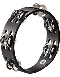 Meinl CTA2S-BK Compact Wood Tambourine 2 Rows with Stainless Steel Jingles in Black