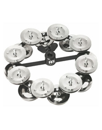 Meinl HTHH2BK Backbeat Hi Hat Tambourine with Double Row Stainless Steel Jingles in Black
