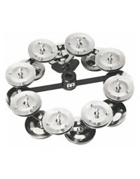 Meinl HTHH2BK Backbeat Hi Hat Tambourine w/ Double Row Stainless Steel Jingles in Black