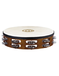 Meinl TAH2AB Headed Wood Tambourine 2 Rows Steel Jingles in African Brown