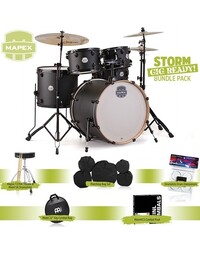 Mapex Storm Rock Drum Kit Pack w/ 14" Hats, 16" Crash, 18" Crash, 20" Ride - Textured Black