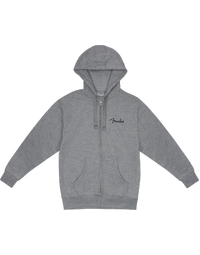 Fender Spaghetti Small Logo Zip Front Hoodie Athletic Gray L
