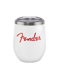 Fender Red Spaghetti Logo 12oz Stainless Steel Tumbler White