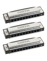 Cascha 3-Piece Blues Harmonica Set in the Keys A, C, G