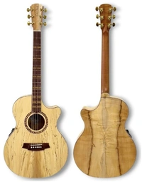 Cole Clark CCRDLXANEC-EMEMR Recording Series Deluxe All Solid Euro Maple Grand Auditorium Acoustic Guitar RW w/ Pickup