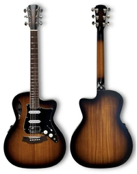 Cole Clark CCSTL1EC-MMAH-HSS Studio Series True Hybrid All Solid Mahogany Thinline Grand Auditorium Acoustic Guitar w/ HSS Pickups Sunburst