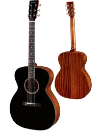 Eastman E2OM-BK Traditional Solid Cedar/Sapele Orchestra Acoustic Guitar Black