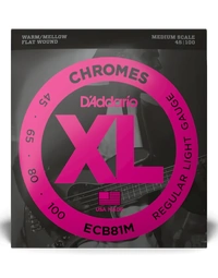 D'Addario ECB81M Chromes Medium Scale Bass Guitar Strings Regular Light 45-100